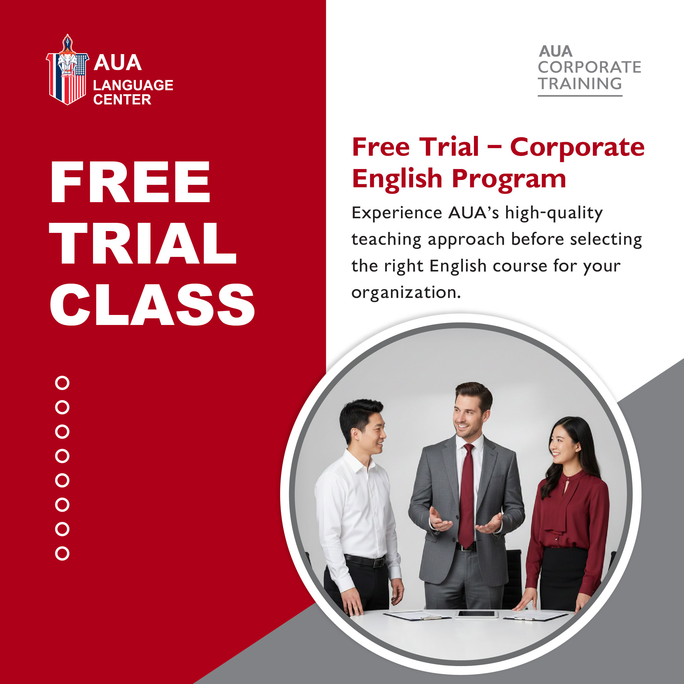 AUA – CORPORATE TRAINING – FREE TRIAL CLASS
